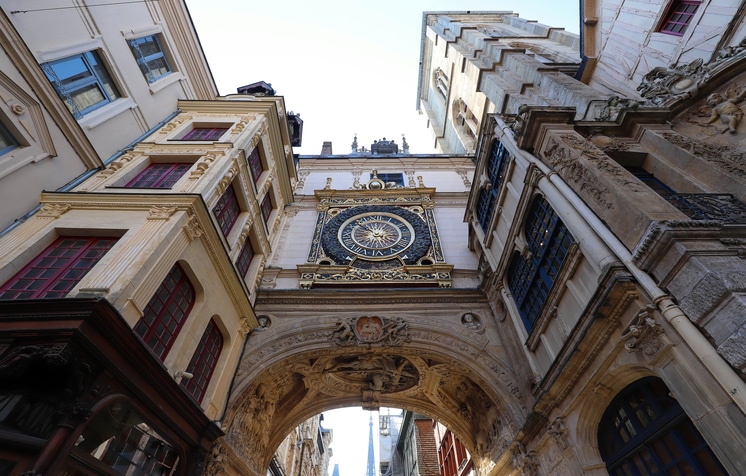 Clock in the Rue du Gros Horloge, Rouen, Haute Normandy, France